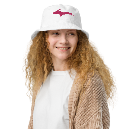 Michigan Upper Peninsula Organic Bucket Hat (w/ Pink UP Outline)