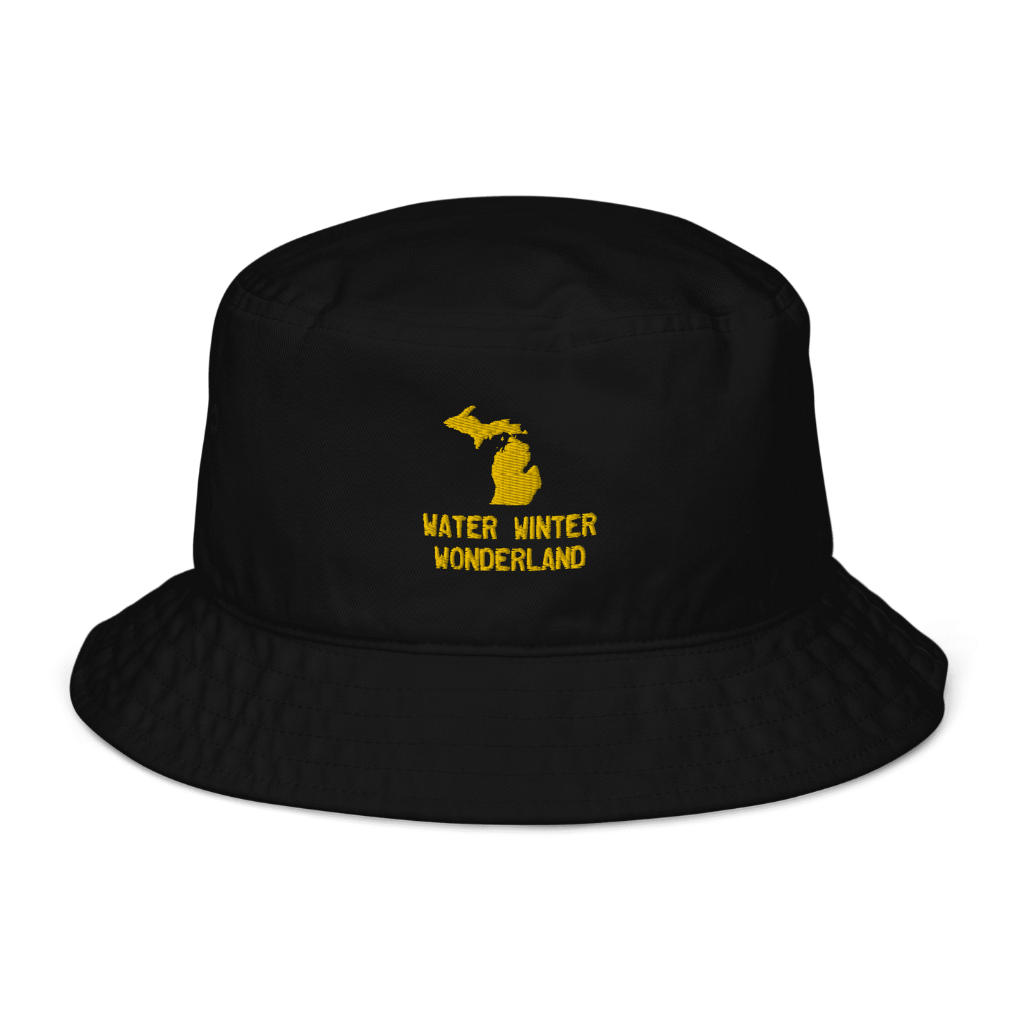 'Water Winter Wonderland' Michigan Bucket Hat | Gold/Navy Embroidery - Circumspice Michigan