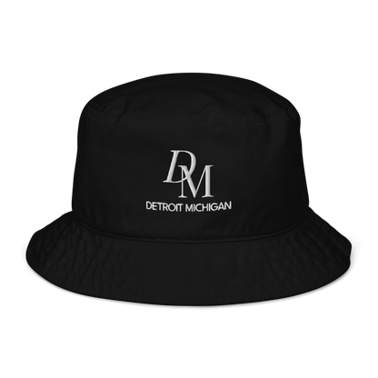 'DM Detroit Michigan' Bucket Hat (Luxury Goods Parody) | White Embroidery - Circumspice Michigan