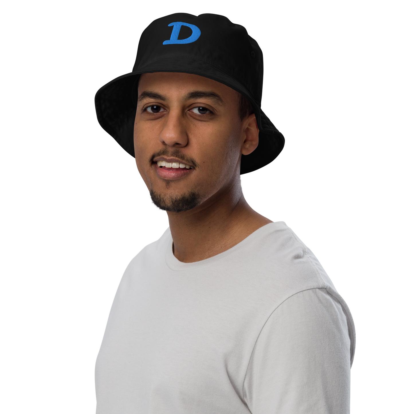 Detroit 'Old French D' Organic Bucket Hat | Azure Embroidery