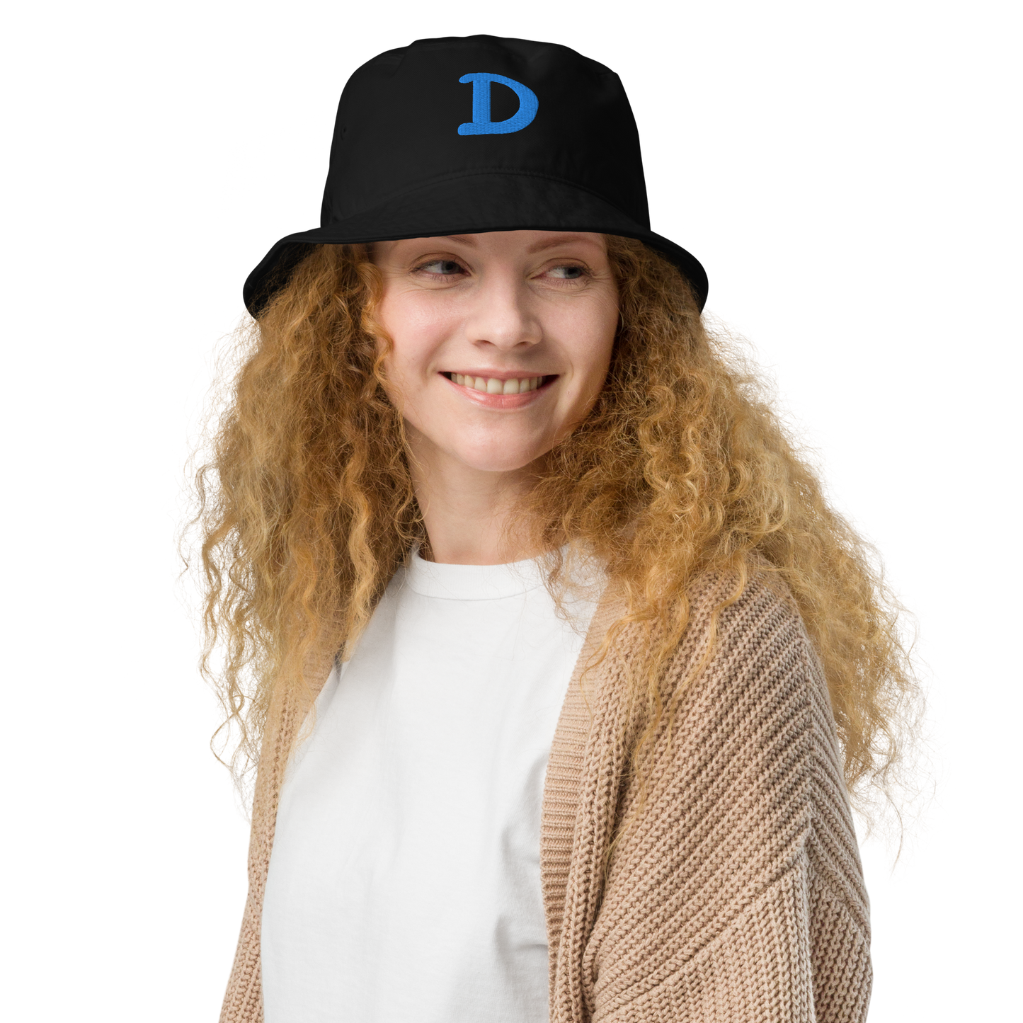 Detroit 'Old French D' Organic Bucket Hat | Azure Embroidery