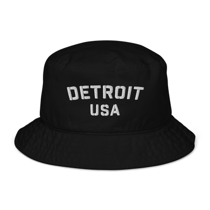 'Detroit USA' Organic Bucket Hat (Stencil Font)