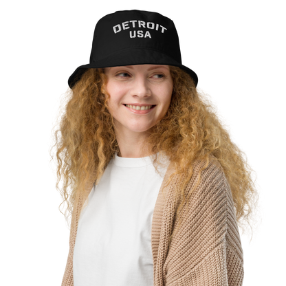 'Detroit USA' Organic Bucket Hat (Stencil Font)