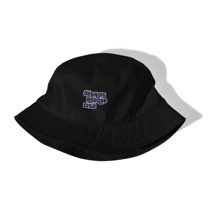 'Détroit Rocque Cité' Bucket Hat (Automobile Crime Parody) | Navy/White Embroidery