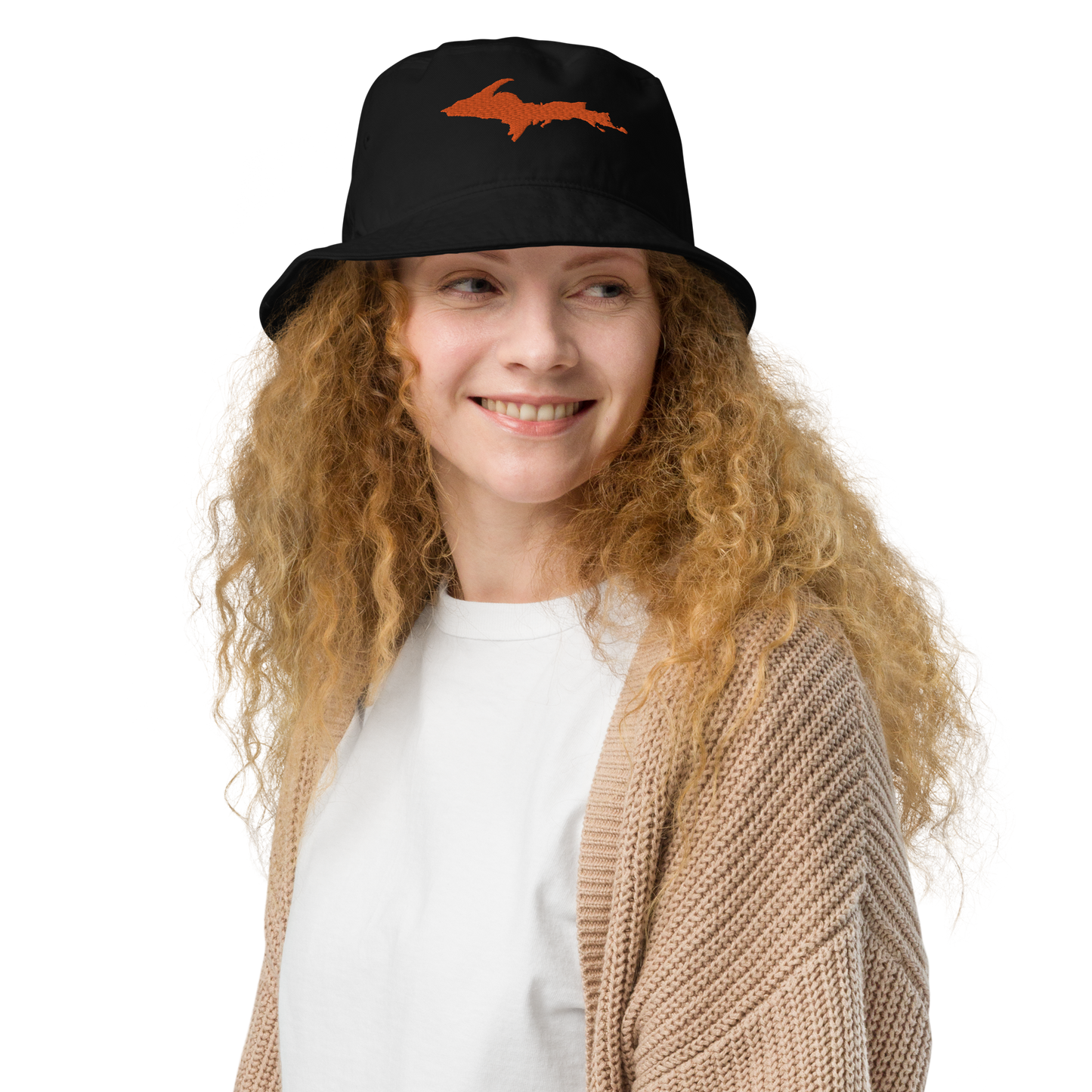 Michigan Upper Peninsula Organic Bucket Hat (w/ Orange UP Outline)