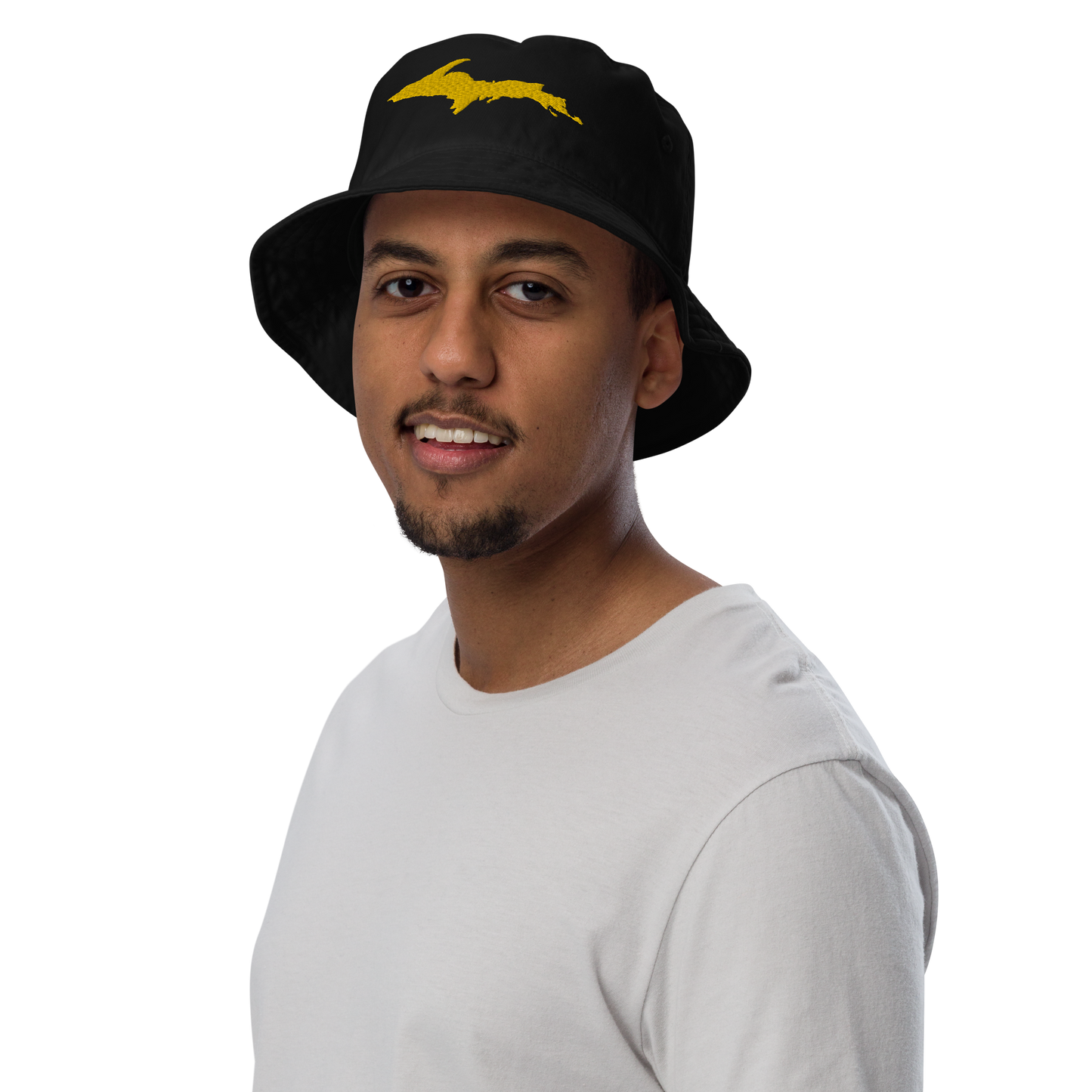 Michigan Upper Peninsula Organic Bucket Hat (w/ Gold UP Outline)