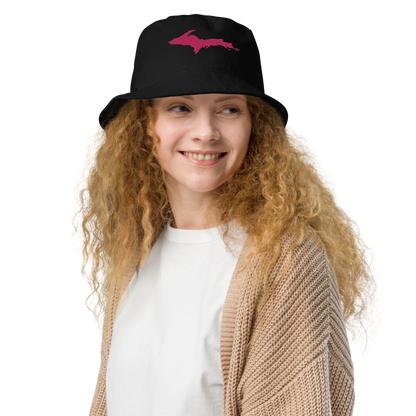 Michigan Upper Peninsula Organic Bucket Hat (w/ Pink UP Outline)