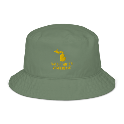 'Water Winter Wonderland' Michigan Bucket Hat | Gold/Navy Embroidery - Circumspice Michigan