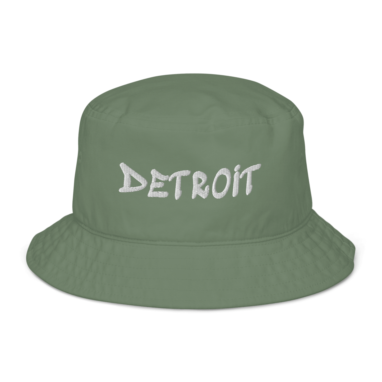 'Detroit' Bucket Hat (1980s Hip Hop Font) | White/Navy Embroidery - Circumspice Michigan