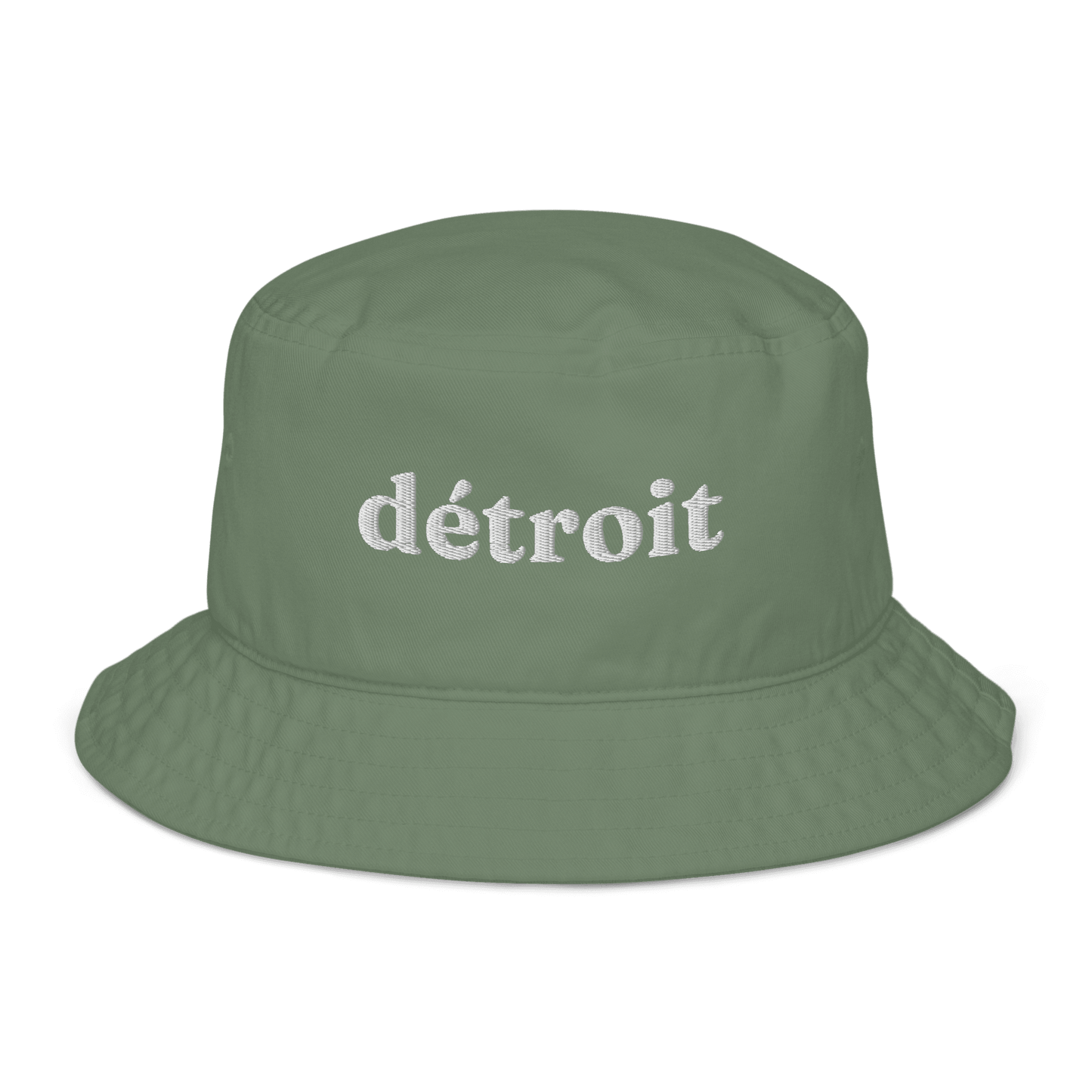 'Détroit' Bucket Hat (Old-Style Serif Font) | White/Navy Embroidery - Circumspice Michigan