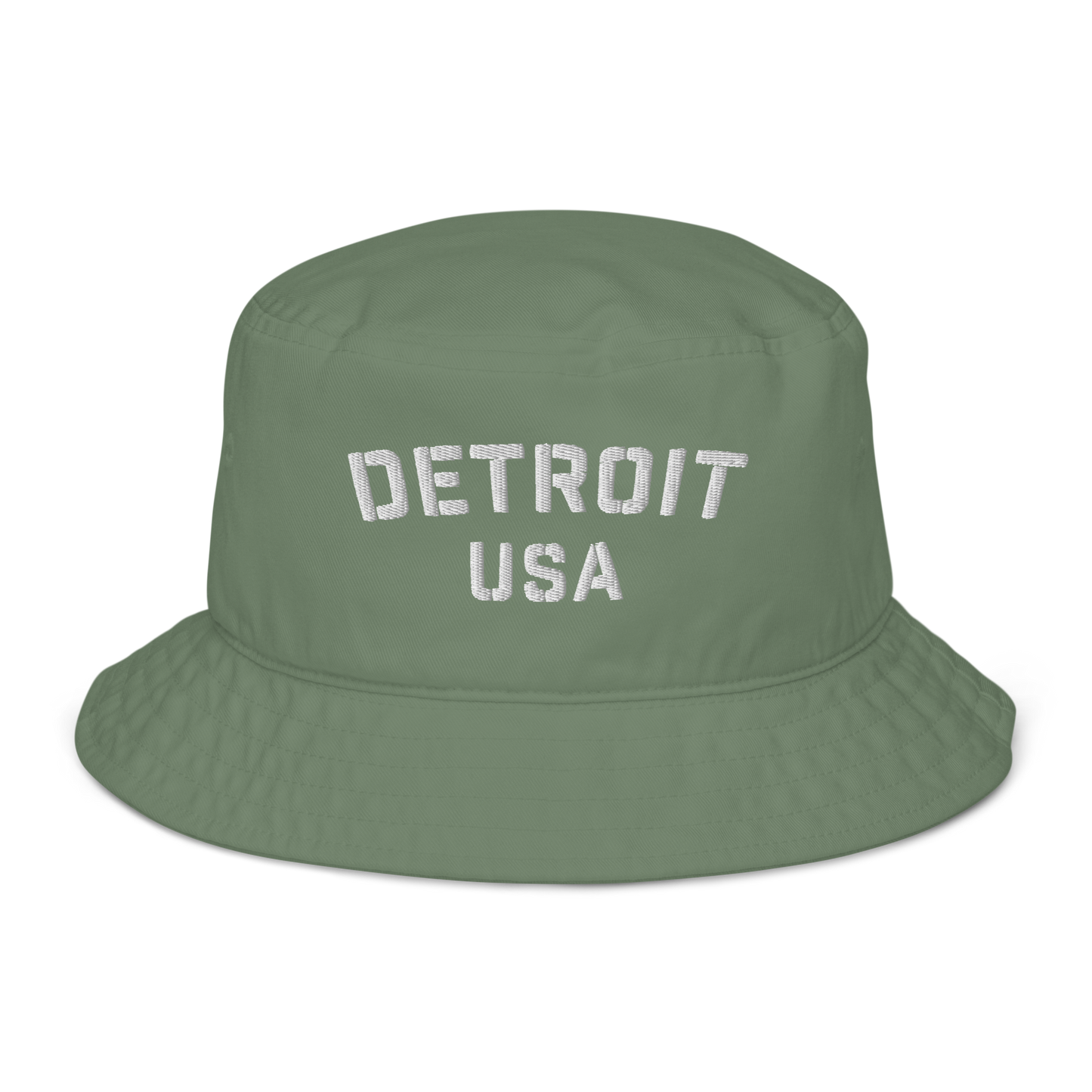 'Detroit USA' Organic Bucket Hat (Stencil Font)