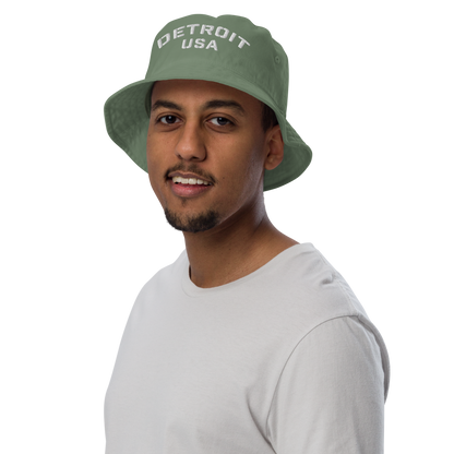 'Detroit USA' Organic Bucket Hat (Stencil Font)