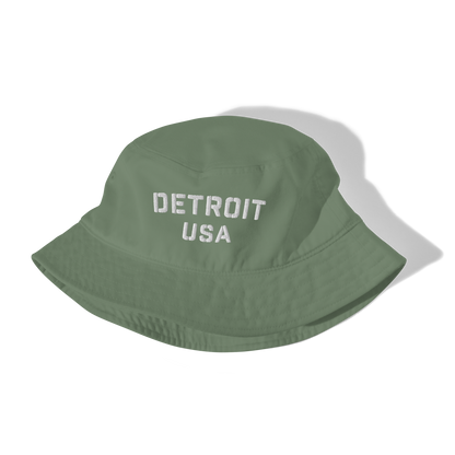 'Detroit USA' Organic Bucket Hat (Stencil Font)