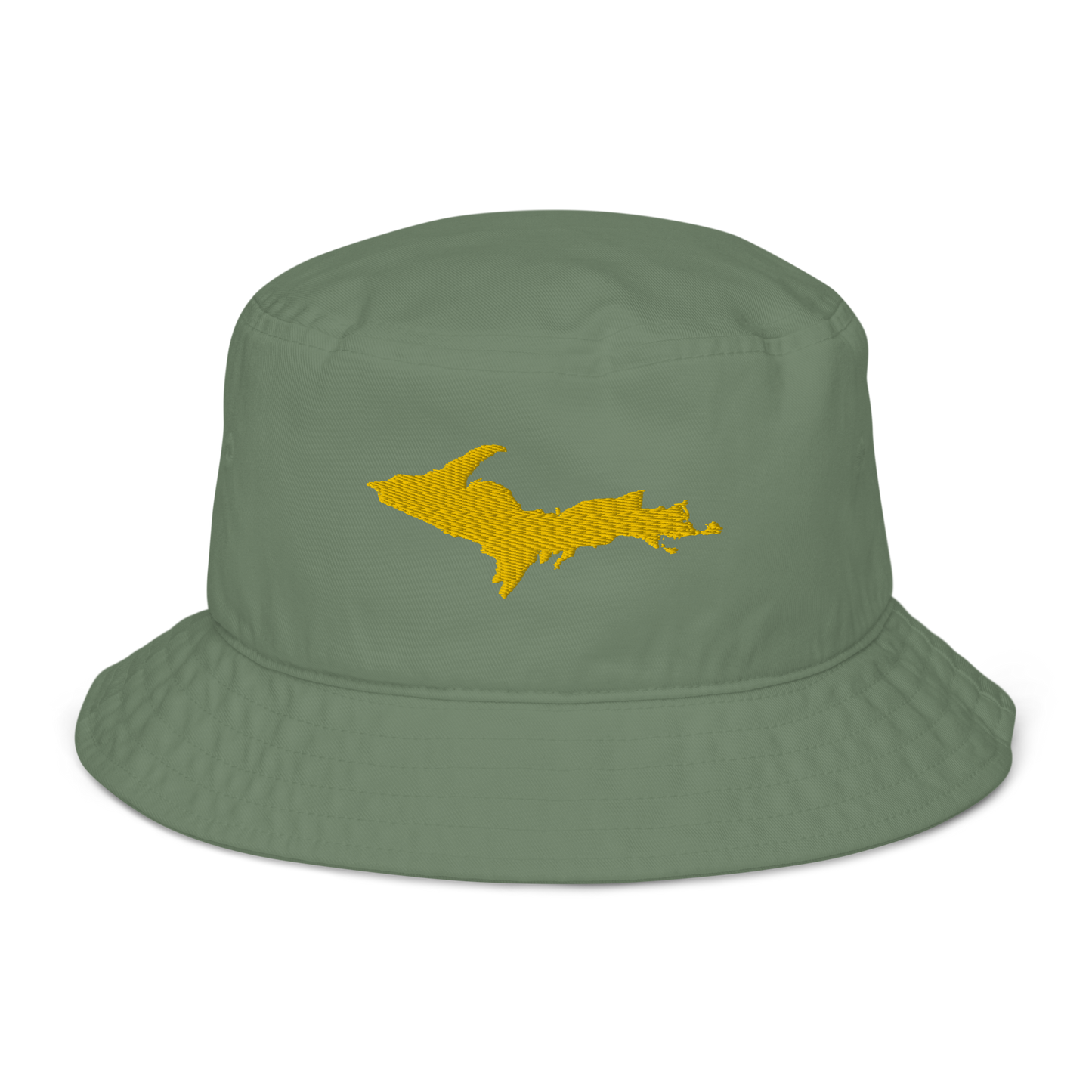 Michigan Upper Peninsula Organic Bucket Hat (w/ Gold UP Outline)