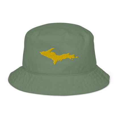 Michigan Upper Peninsula Organic Bucket Hat (w/ Gold UP Outline)