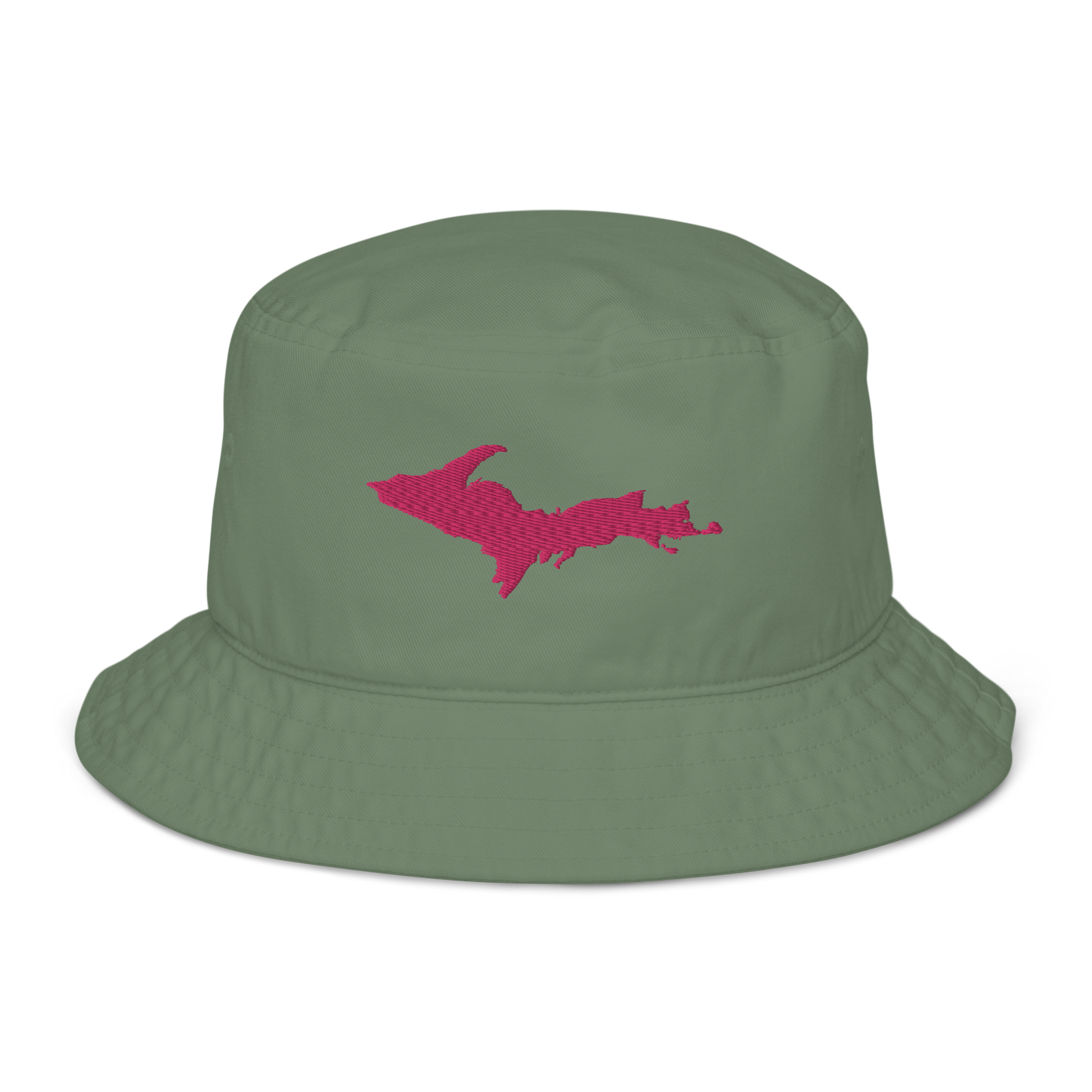 Michigan Upper Peninsula Organic Bucket Hat (w/ Pink UP Outline)