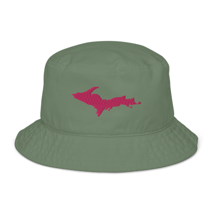 Michigan Upper Peninsula Organic Bucket Hat (w/ Pink UP Outline)