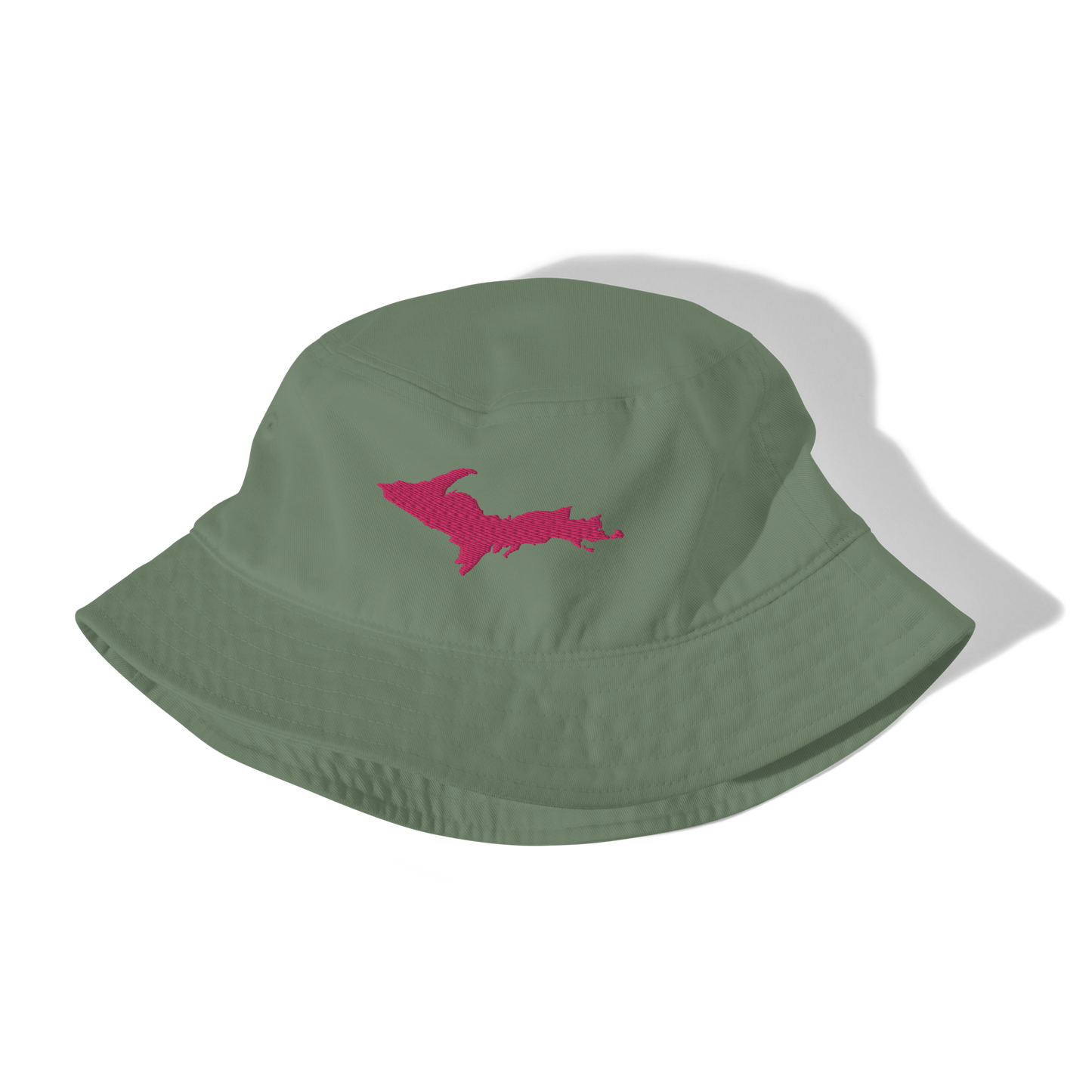 Michigan Upper Peninsula Organic Bucket Hat (w/ Pink UP Outline)