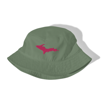 Michigan Upper Peninsula Organic Bucket Hat (w/ Pink UP Outline)