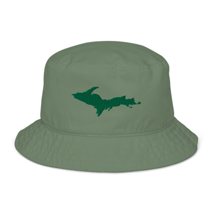 Michigan Upper Peninsula Organic Bucket Hat (w/ Green UP Outline)