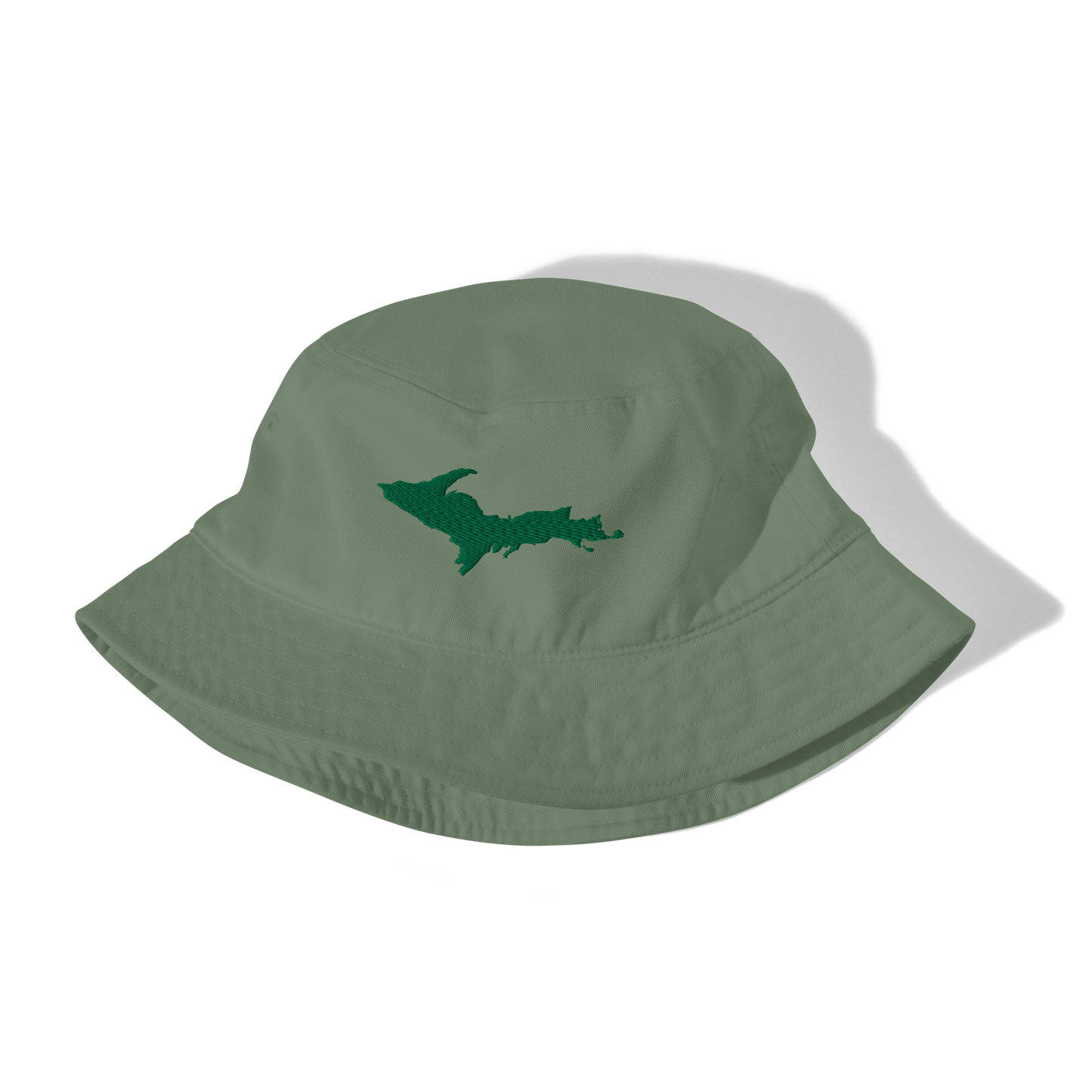 Michigan Upper Peninsula Organic Bucket Hat (w/ Green UP Outline)