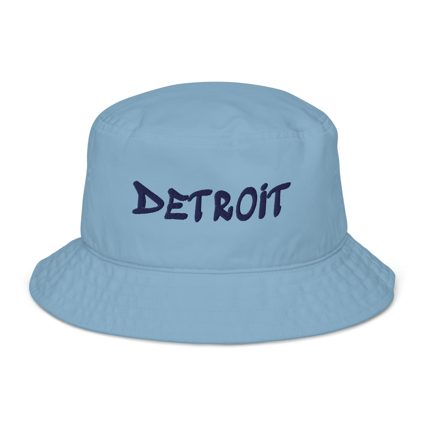 'Detroit' Bucket Hat (1980s Hip Hop Font) | White/Navy Embroidery - Circumspice Michigan