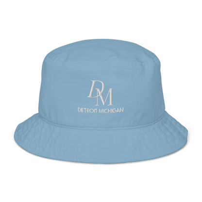 'DM Detroit Michigan' Bucket Hat (Luxury Goods Parody) | White Embroidery - Circumspice Michigan