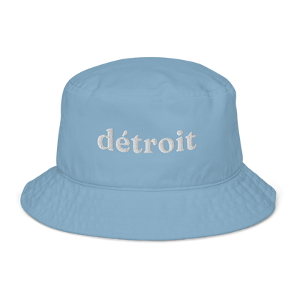 'Détroit' Bucket Hat (Old-Style Serif Font) | White/Navy Embroidery - Circumspice Michigan