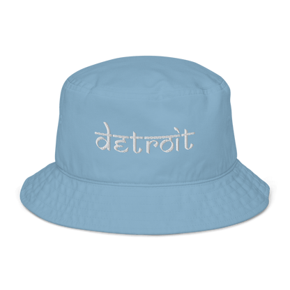 'Detroit' Bucket Hat (South Asian-Style Font) | White/Navy Embroidery - Circumspice Michigan