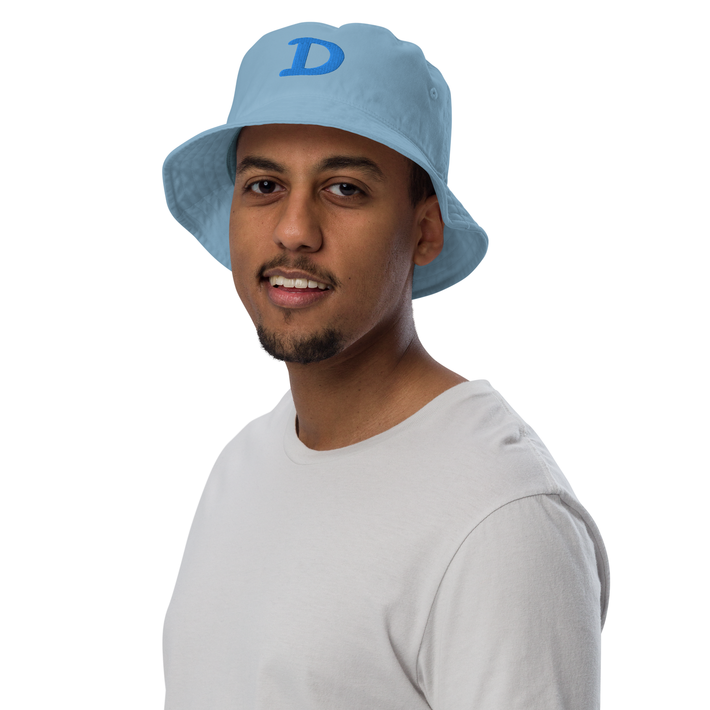 Detroit 'Old French D' Organic Bucket Hat | Azure Embroidery