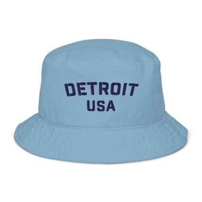 'Detroit USA' Organic Bucket Hat (Stencil Font)