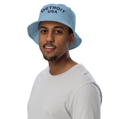 'Detroit USA' Organic Bucket Hat (Stencil Font)