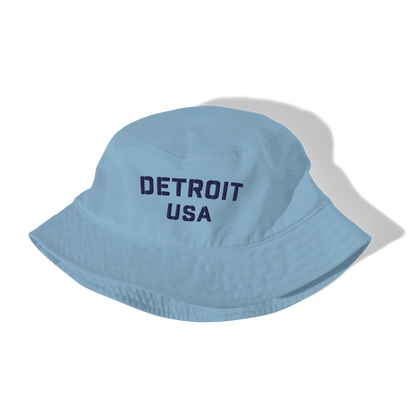 'Detroit USA' Organic Bucket Hat (Stencil Font)