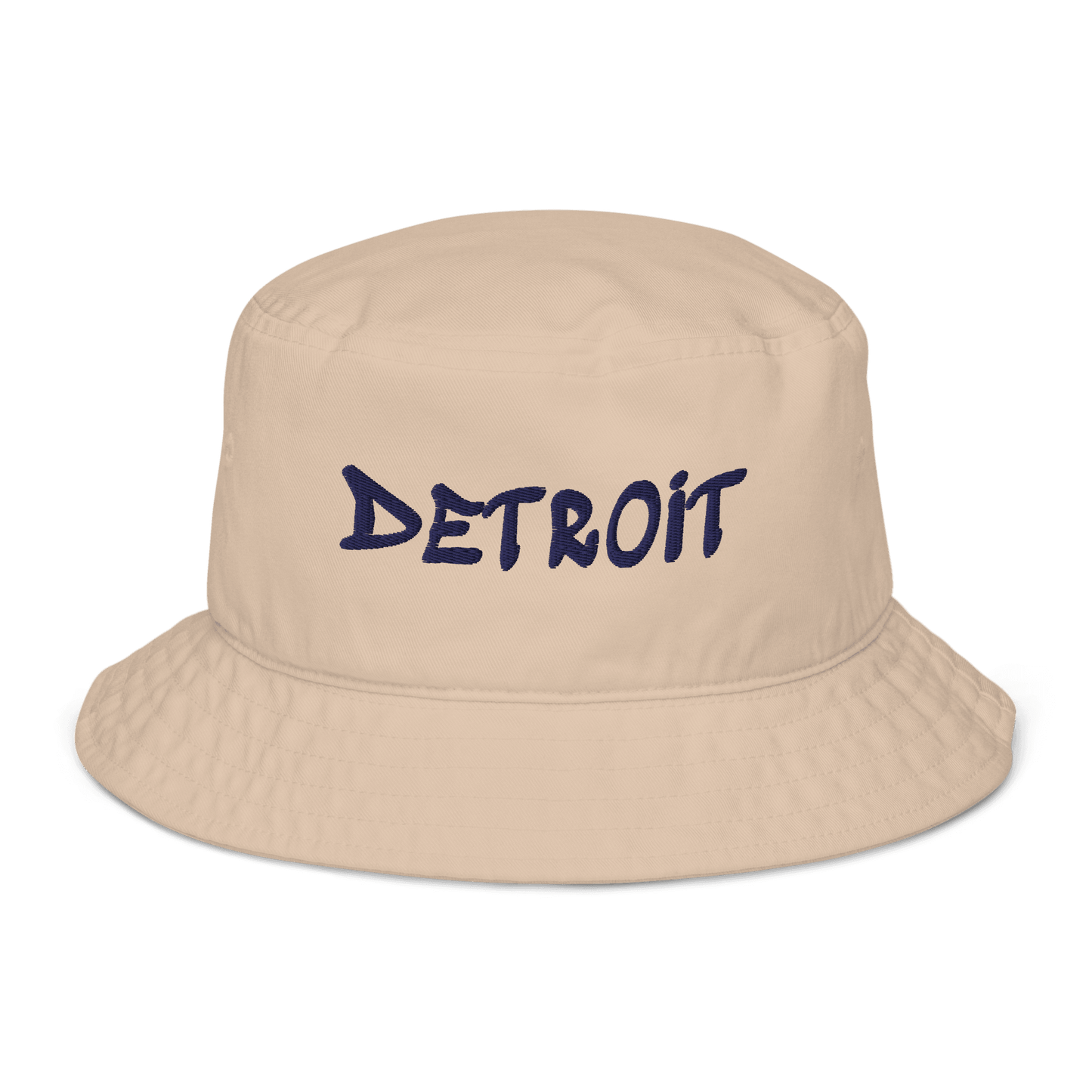 'Detroit' Bucket Hat (1980s Hip Hop Font) | White/Navy Embroidery - Circumspice Michigan