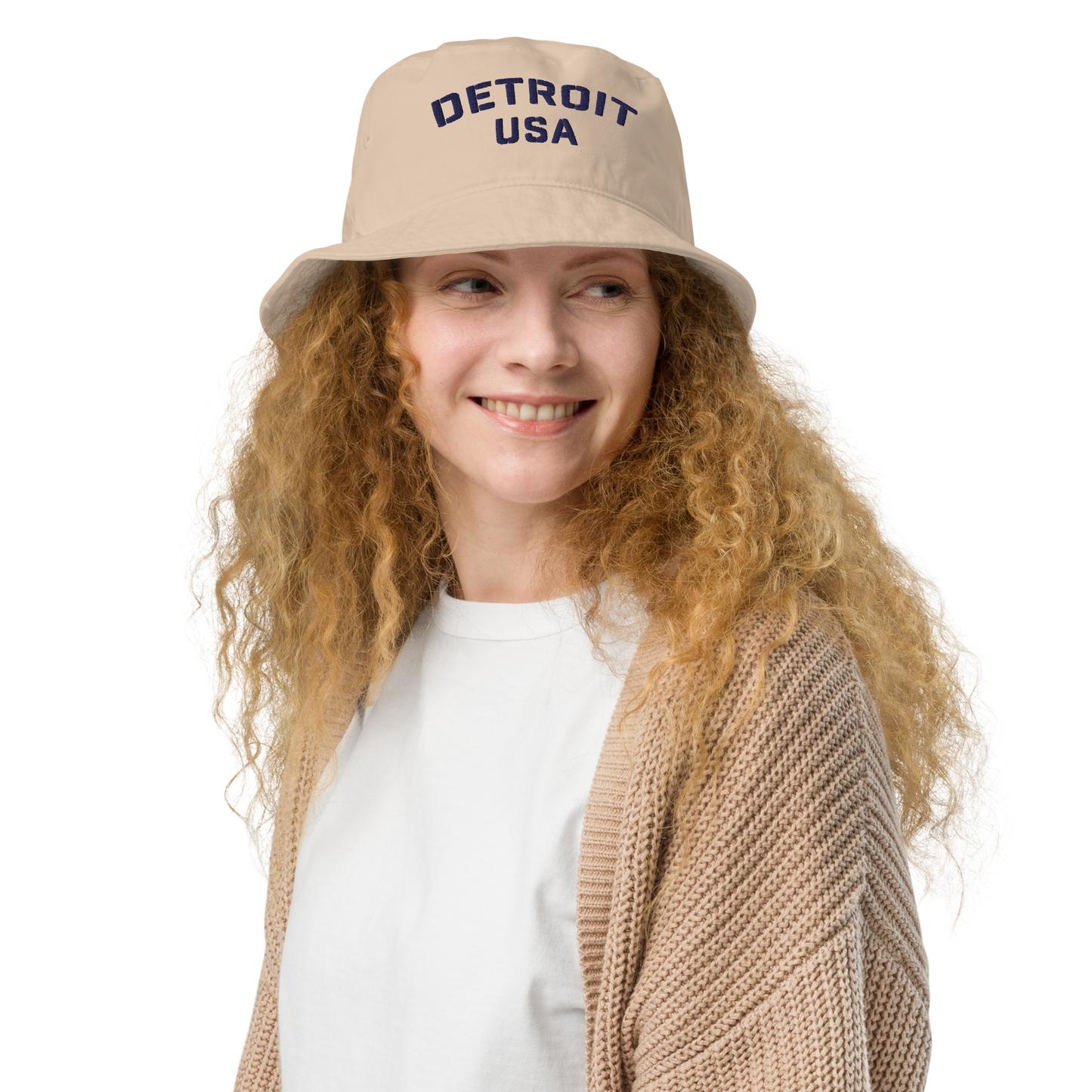 'Detroit USA' Organic Bucket Hat (Stencil Font)