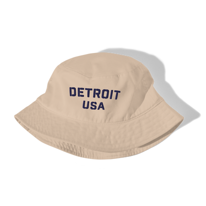 'Detroit USA' Organic Bucket Hat (Stencil Font)