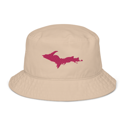 Michigan Upper Peninsula Organic Bucket Hat (w/ Pink UP Outline)