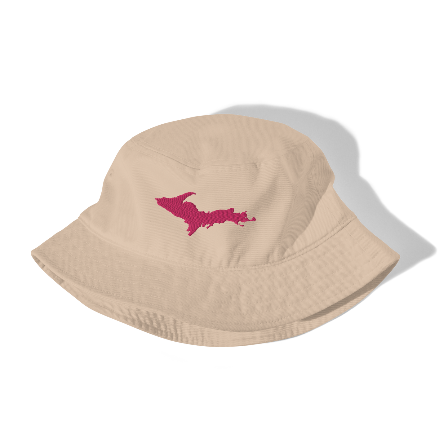 Michigan Upper Peninsula Organic Bucket Hat (w/ Pink UP Outline)