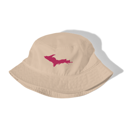 Michigan Upper Peninsula Organic Bucket Hat (w/ Pink UP Outline)