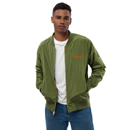 Michigan Upper Peninsula Bomber Jacket (w/ Orange UP Outline) | Unisex Recycled