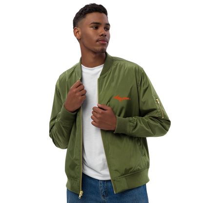 Michigan Upper Peninsula Bomber Jacket (w/ Orange UP Outline) | Unisex Recycled