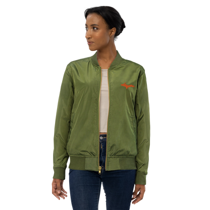 Michigan Upper Peninsula Bomber Jacket (w/ Orange UP Outline) | Unisex Recycled