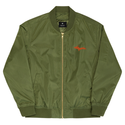 Michigan Upper Peninsula Bomber Jacket (w/ Orange UP Outline) | Unisex Recycled