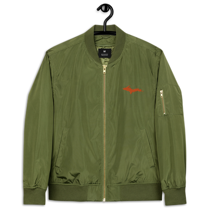 Michigan Upper Peninsula Bomber Jacket (w/ Orange UP Outline) | Unisex Recycled