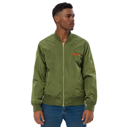 Michigan Upper Peninsula Bomber Jacket (w/ Orange UP Outline) | Unisex Recycled