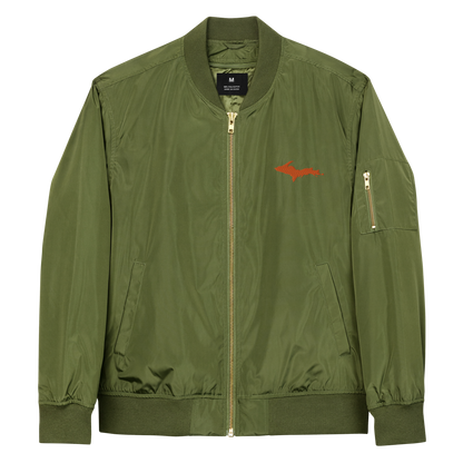 Michigan Upper Peninsula Bomber Jacket (w/ Orange UP Outline) | Unisex Recycled