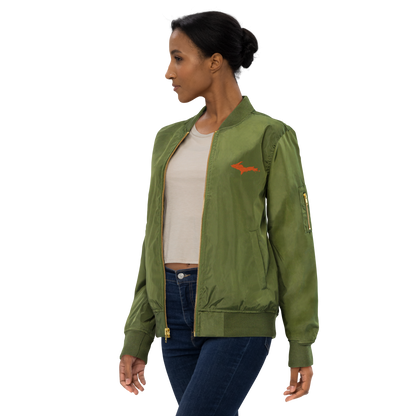 Michigan Upper Peninsula Bomber Jacket (w/ Orange UP Outline) | Unisex Recycled