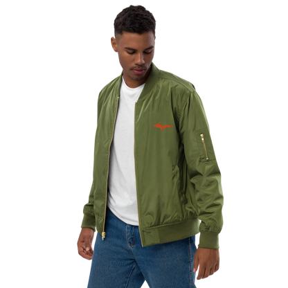 Michigan Upper Peninsula Bomber Jacket (w/ Orange UP Outline) | Unisex Recycled