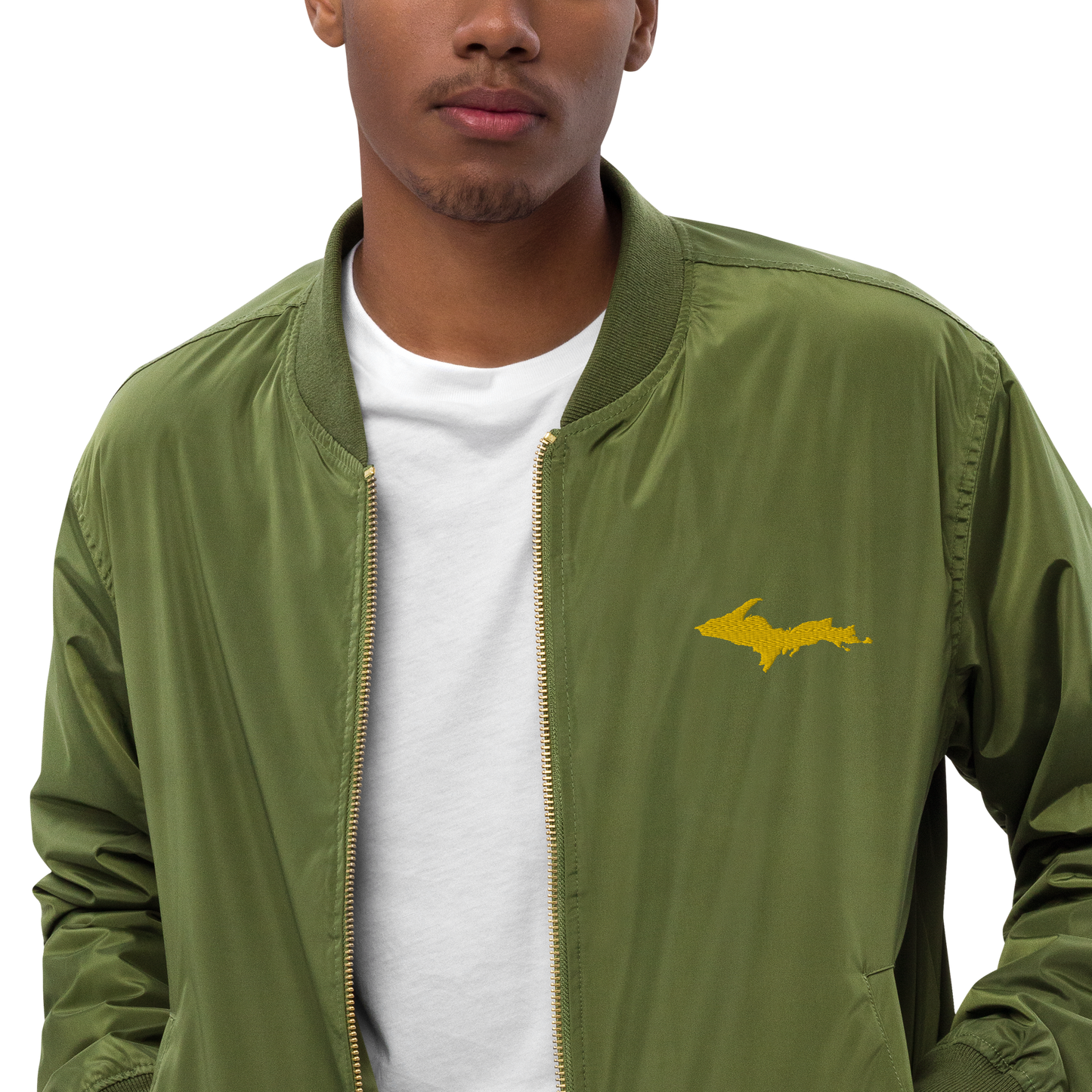 Michigan Upper Peninsula Bomber Jacket (w/ Gold UP Outline)