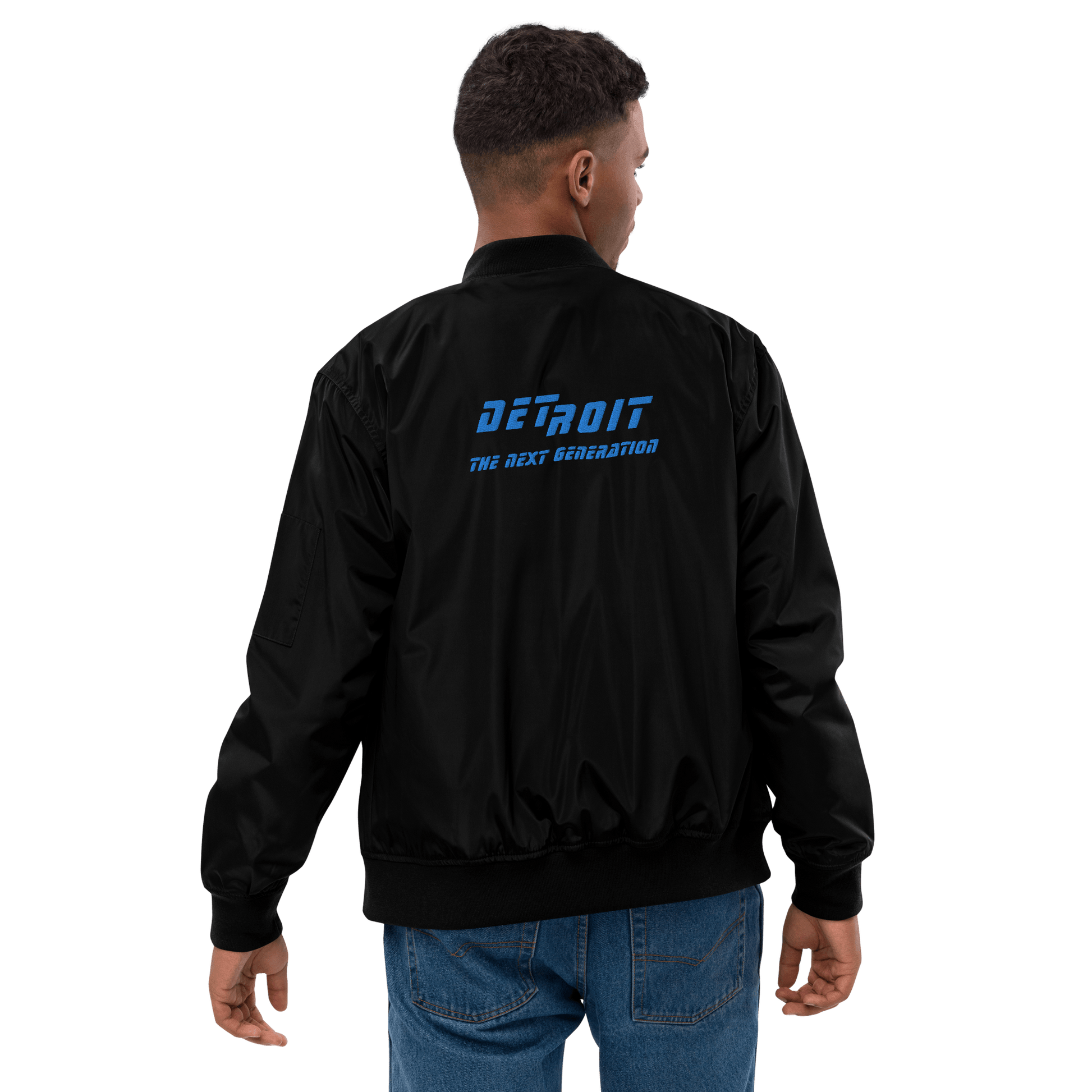 'Detroit The Next Generation' Recycled Bomber Jacket (1990s Sci-Fi Parody) - Circumspice Michigan